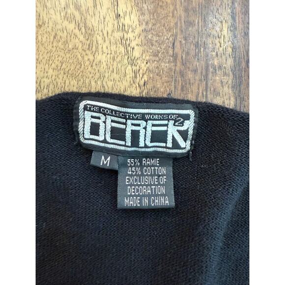 Berek Black Full Zip Sequin Sparkle Beads Christmas tree Cardigan Sweater Size M - Picture 2 of 5